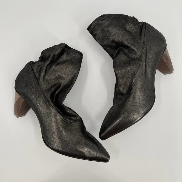 COCLICO Shoes Womens 37 Gray Metallic Juno Boot Stretch Anthracite Scrunch - Picture 5 of 12